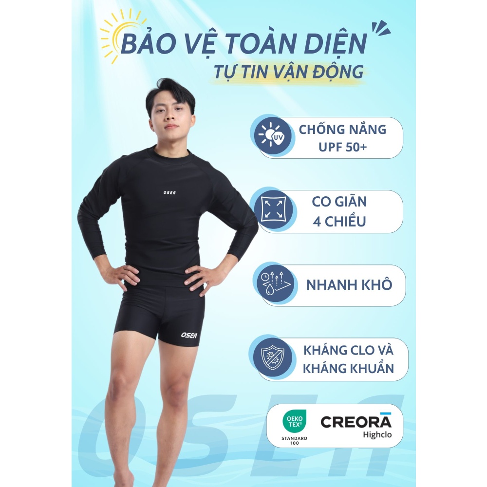 Áo bơi nam tay dài chống nắng Splashman Core Rashguard