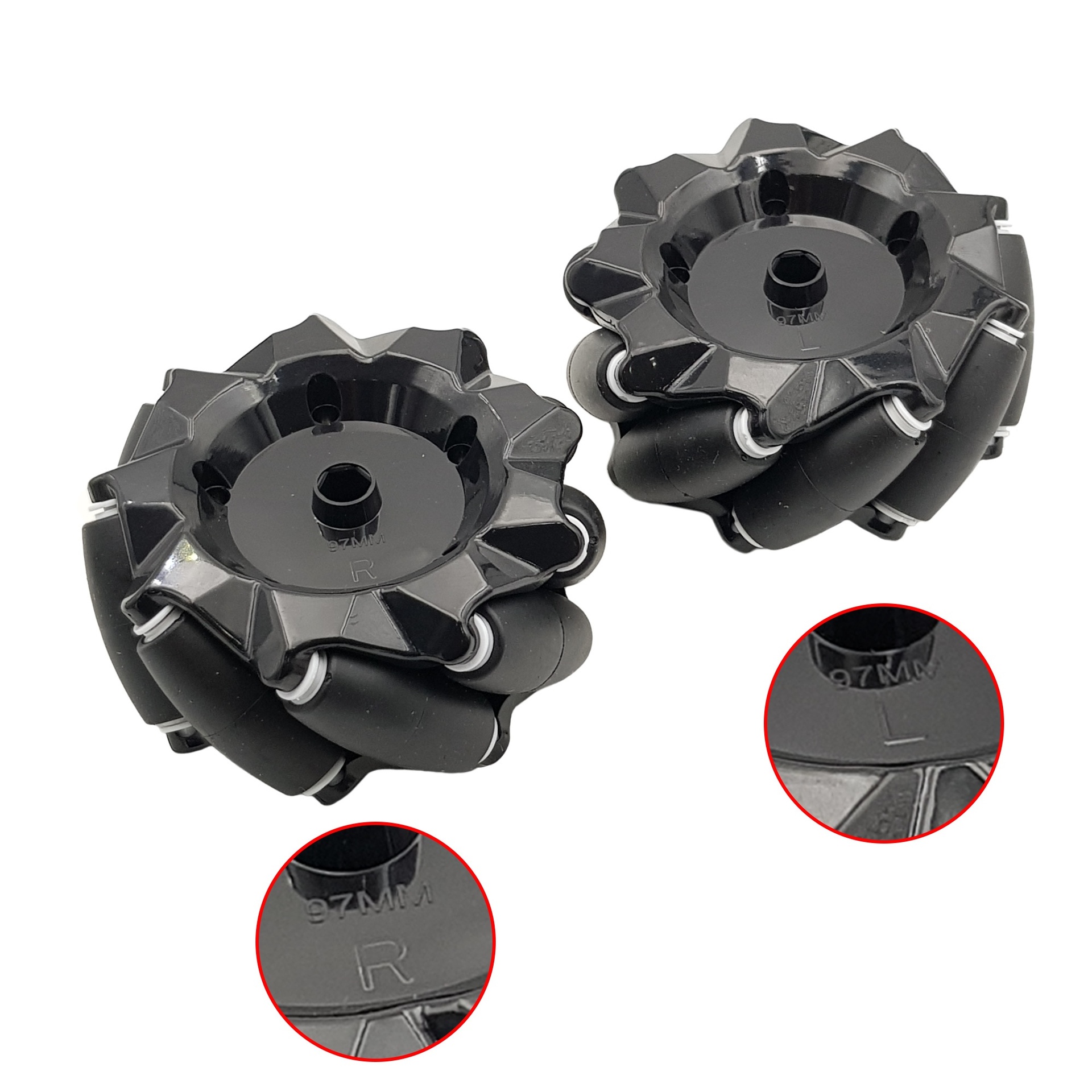 Bánh xe Mecanum nhựa đa hướng 97mm (COMBO 2 bánh L+R)