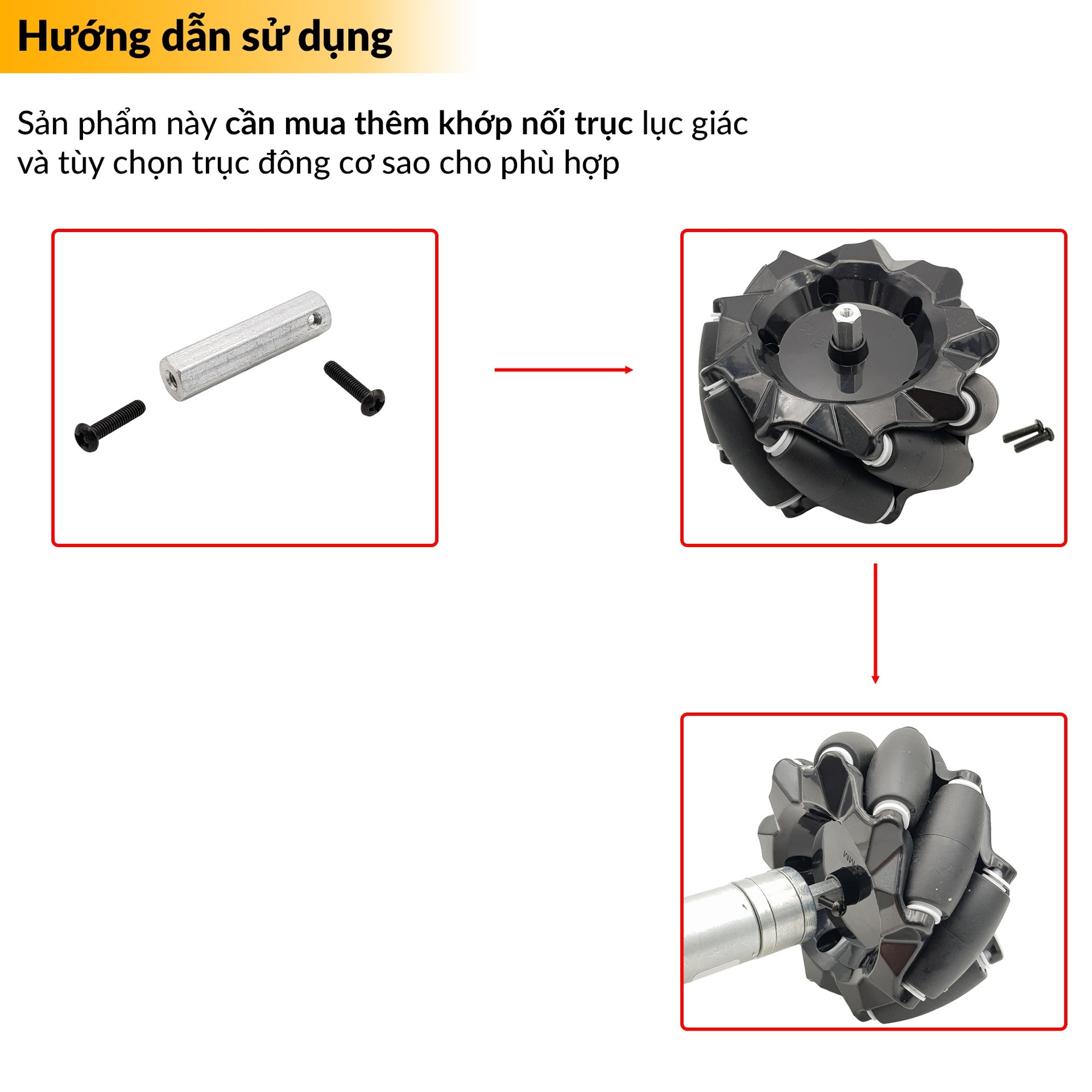 Bánh xe Mecanum nhựa đa hướng 97mm (COMBO 2 bánh L+R)