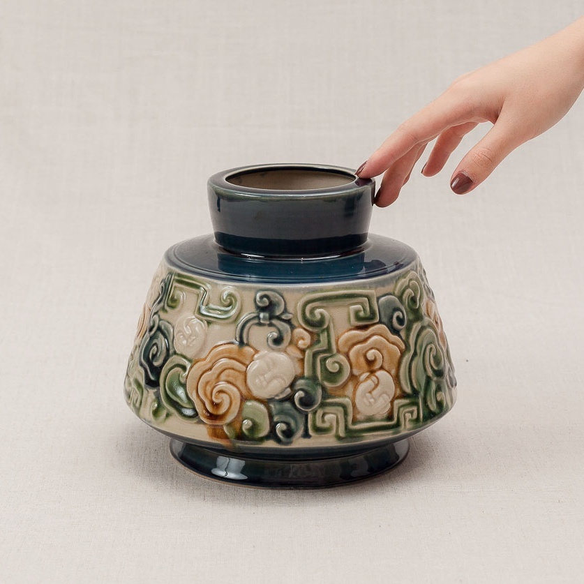 Bình người mây họa tiết đa sắc - gốm Hiên Vân