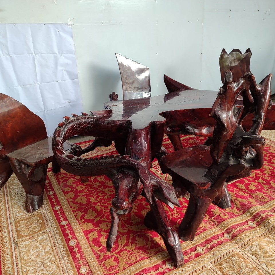 Bộ bàn trà gỗ tự nhiên cũ SP019090