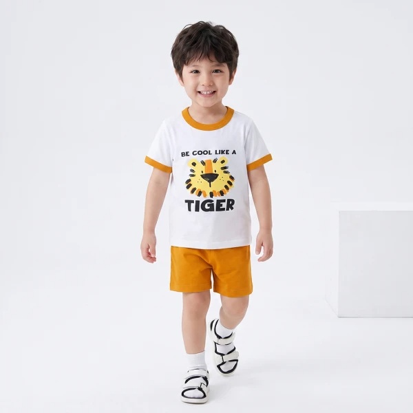 Bộ bé trai ngắn Animo Easy FW26 VD0826037 (1Y-4Y,Trắng-Vàng)