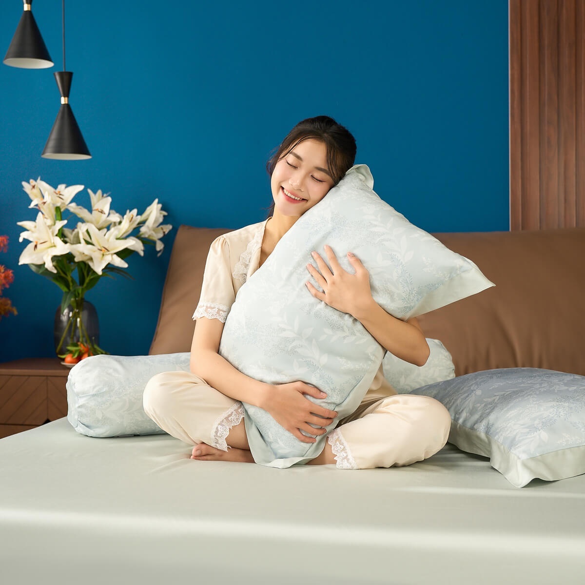 Bộ ga chun Amando Wellness Tencel Luxe Họa Tiết 4CT - Tencel 60S tinh tế