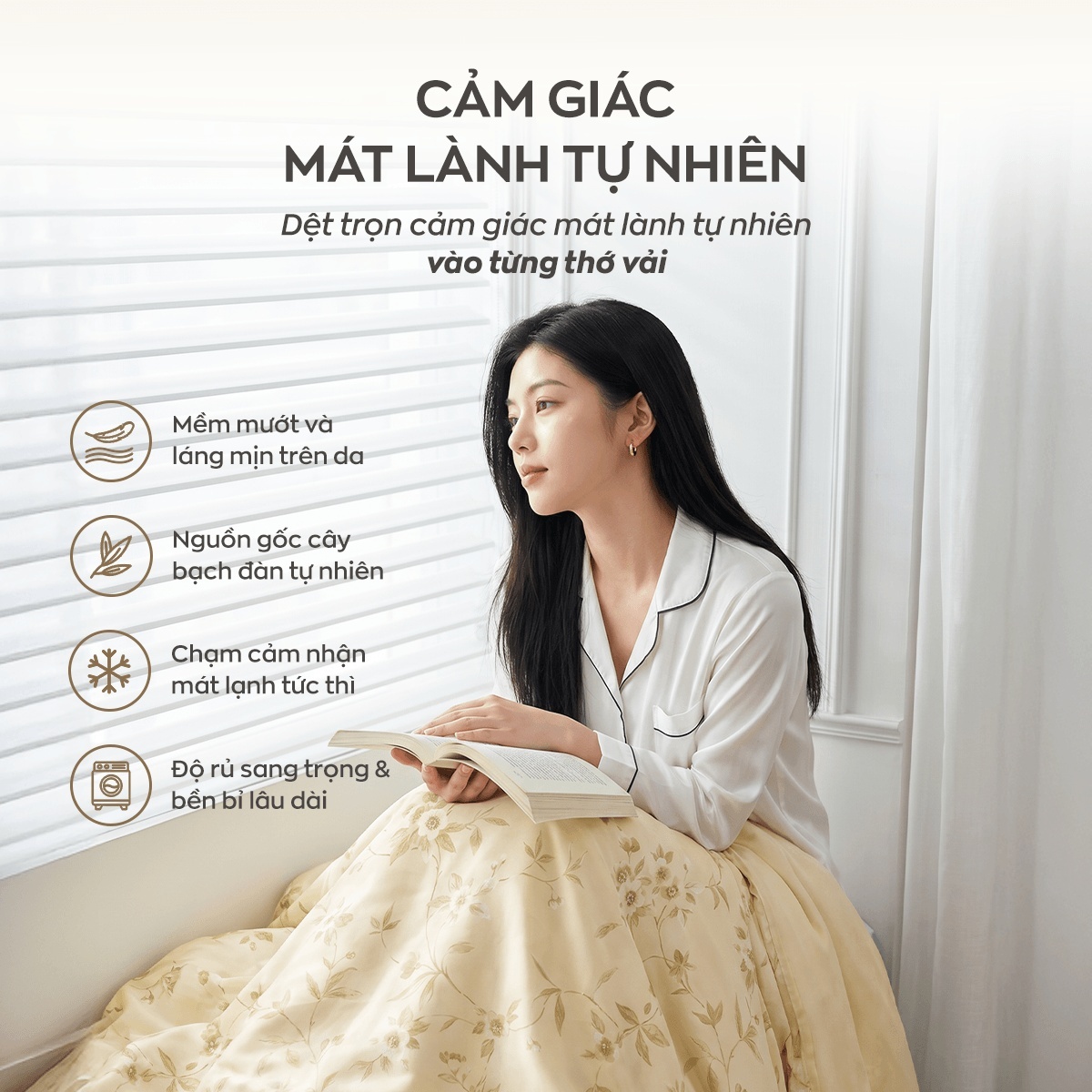 Bộ ga chun Amando Wellness Tencel Luxe Họa Tiết 4CT - Tencel 60S tinh tế