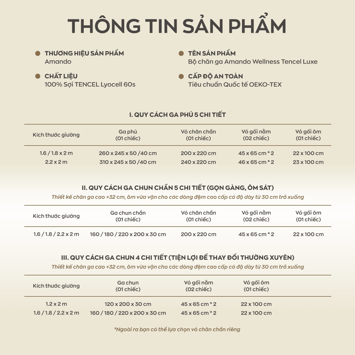 Bộ ga chun Amando Wellness Tencel Luxe Họa Tiết 4CT - Tencel 60S tinh tế
