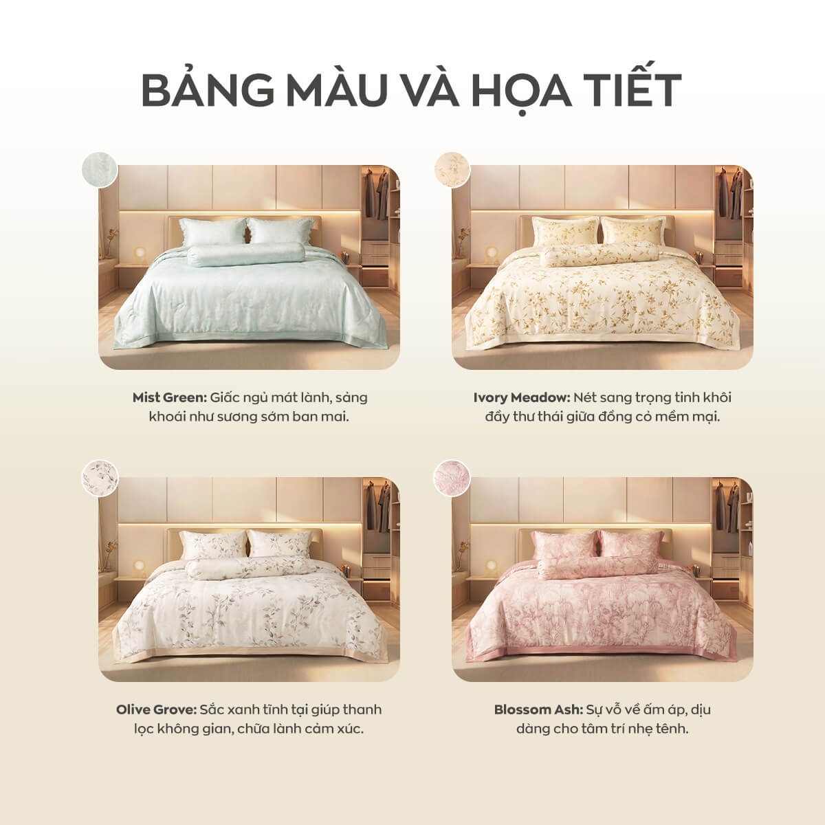 Bộ ga chun Amando Wellness Tencel Luxe Họa Tiết 4CT - Tencel 60S tinh tế