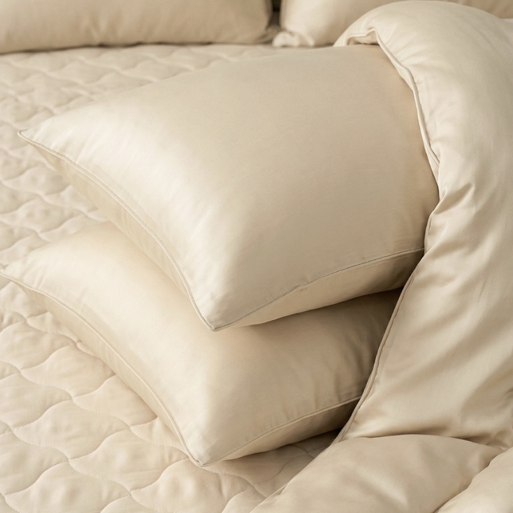 Bộ ga chun chần + chăn chần 5 món Amando Wellness Tencel Luxe, mềm mại, mịn mướt, thoáng mát vượt trội