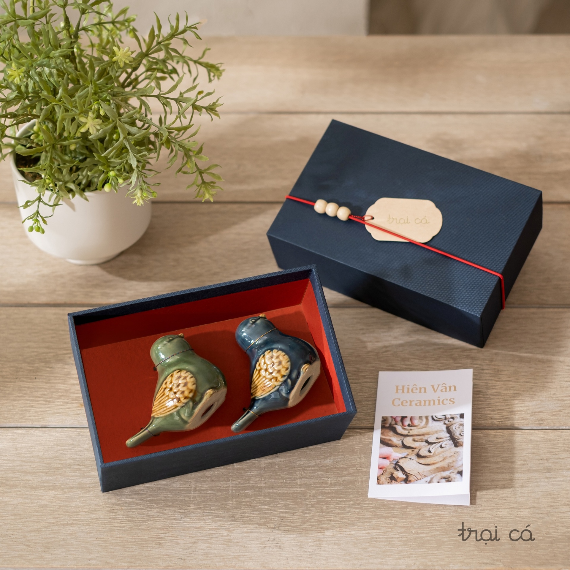 Bộ quà tặng đôi Chim - gốm Hiên Vân