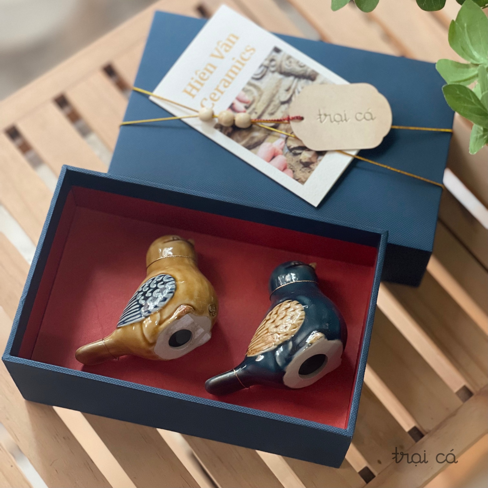 Bộ quà tặng đôi Chim - gốm Hiên Vân