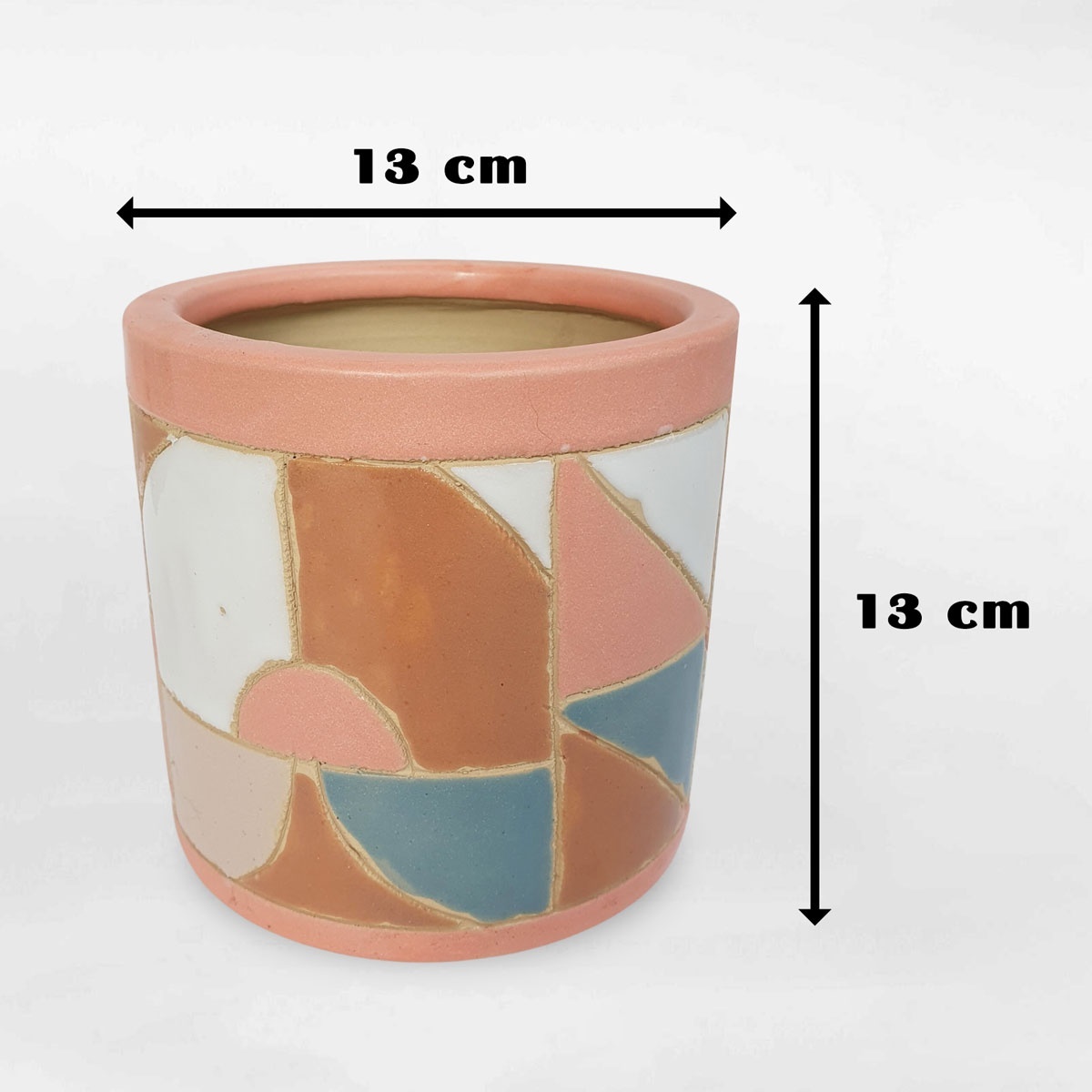 Chậu gốm sứ hình trụ họa tiết Geometric GOSU059