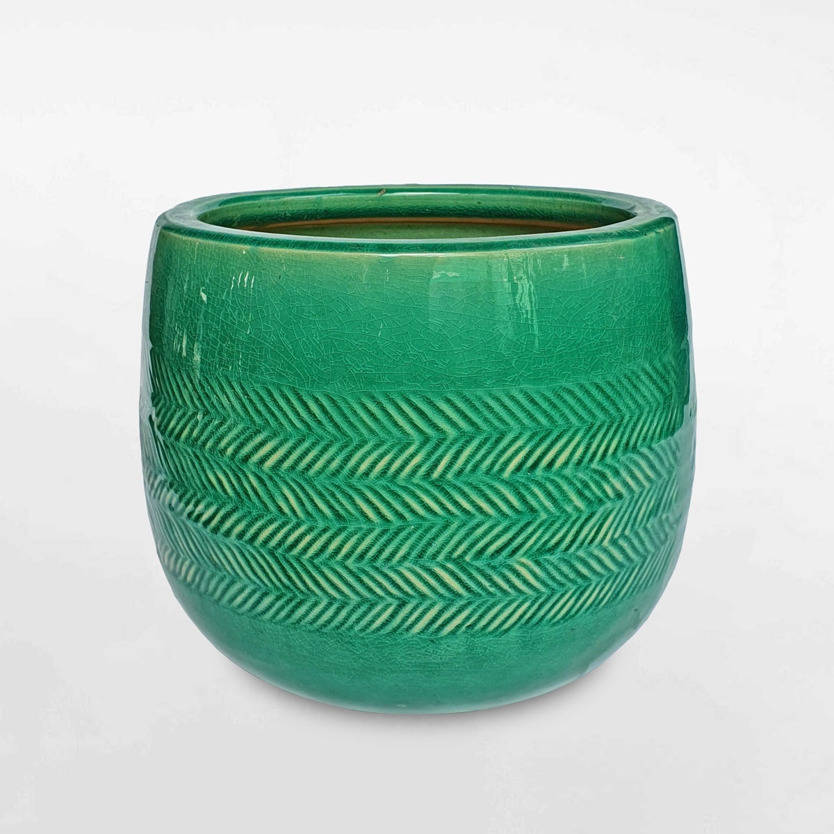 Chậu gốm sứ họa tiết thổ cẩm 16×14-20x18cm GOSU043