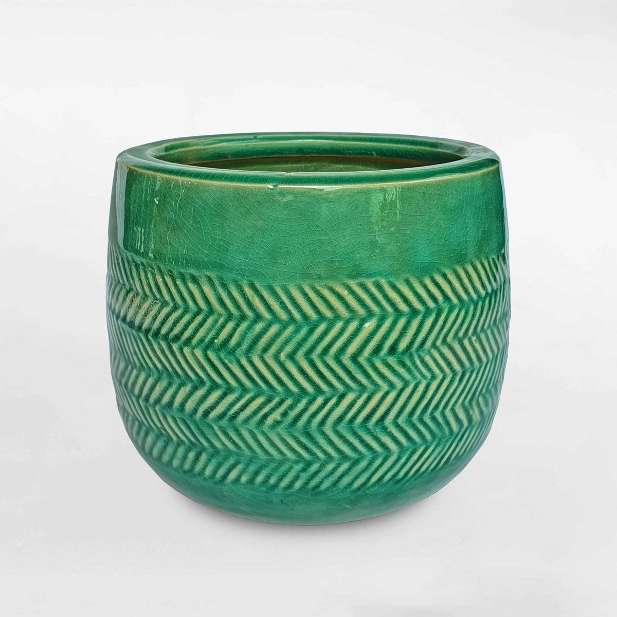 Chậu gốm sứ họa tiết thổ cẩm 16×14-20x18cm GOSU043