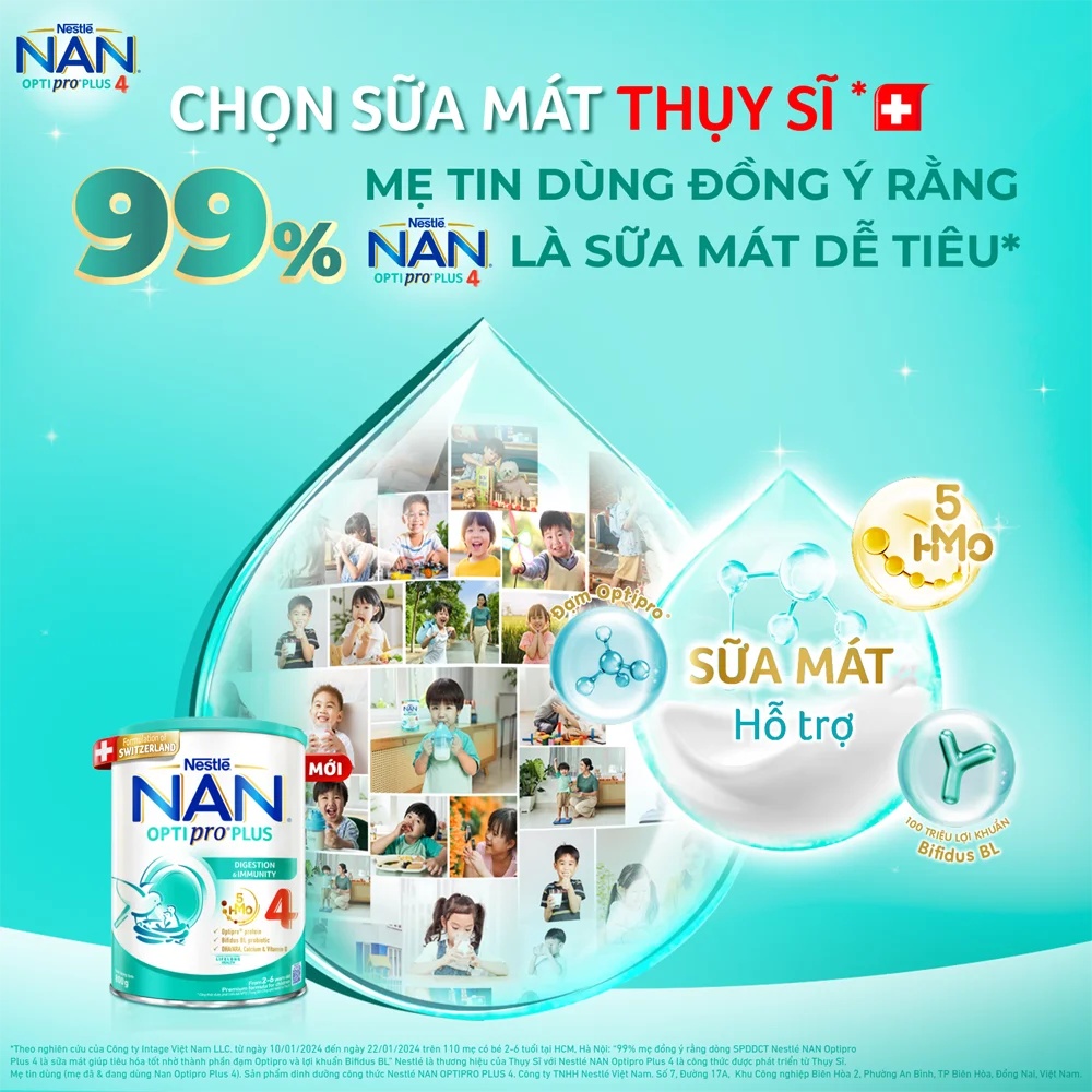 Combo 2 Sữa Nan Optipro PLUS 4 1.5kg, với 5HMO, Công thức từ Thụy Sĩ (2-6 tuổi)