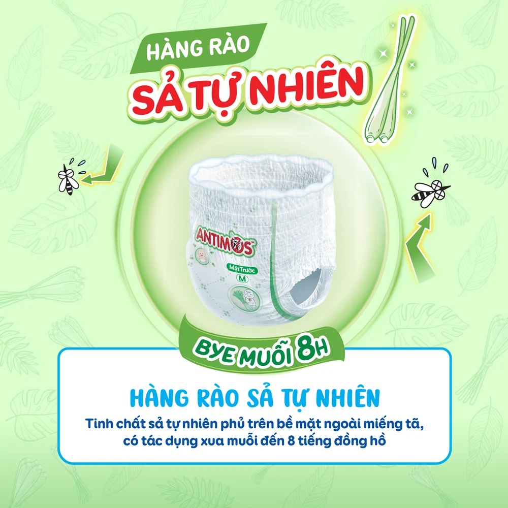 Combo 2 Tã quần Bobby Antimos Xua Muỗi (size XL, 48+4 miếng)