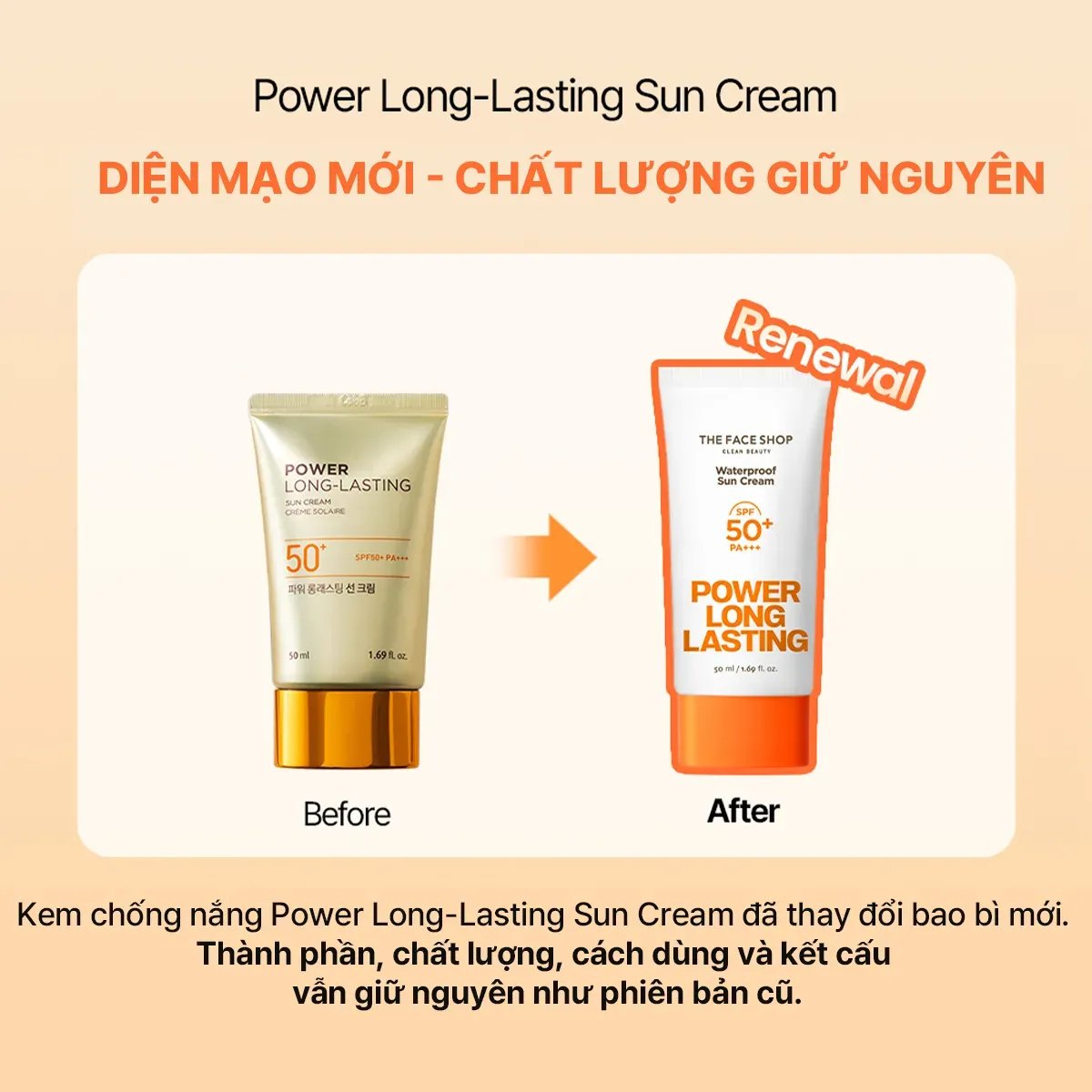 Kem Chống Nắng Lâu Trôi Natural Sun Eco Power Long-Lasting Sun Cream SPF50+ PA+++