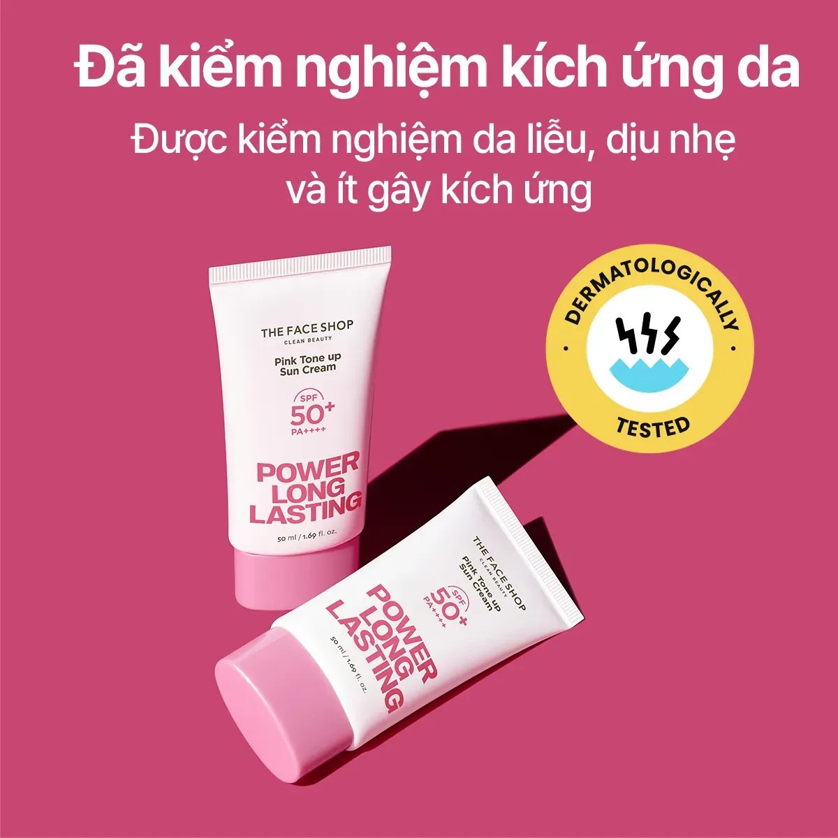Kem Chống Nắng Nâng Tone Da Power Long Lasting Pink Tone Up Sun Cream Spf50+ Pa++++ 50ml