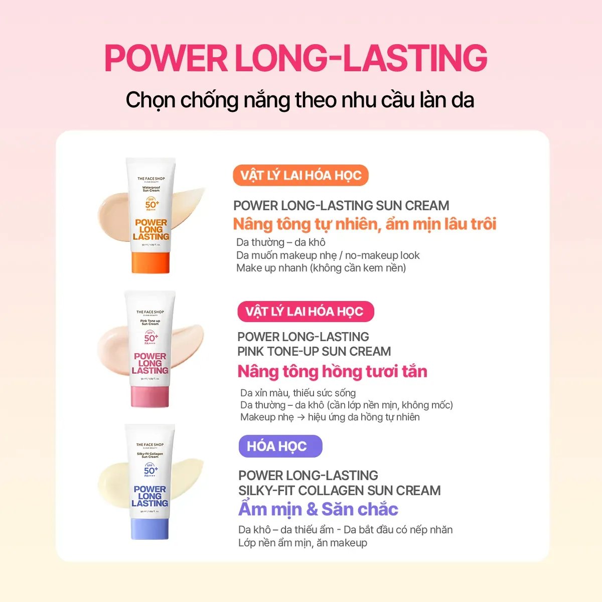 Kem Chống Nắng Nâng Tone Da Power Long Lasting Pink Tone Up Sun Cream Spf50+ Pa++++ 50ml