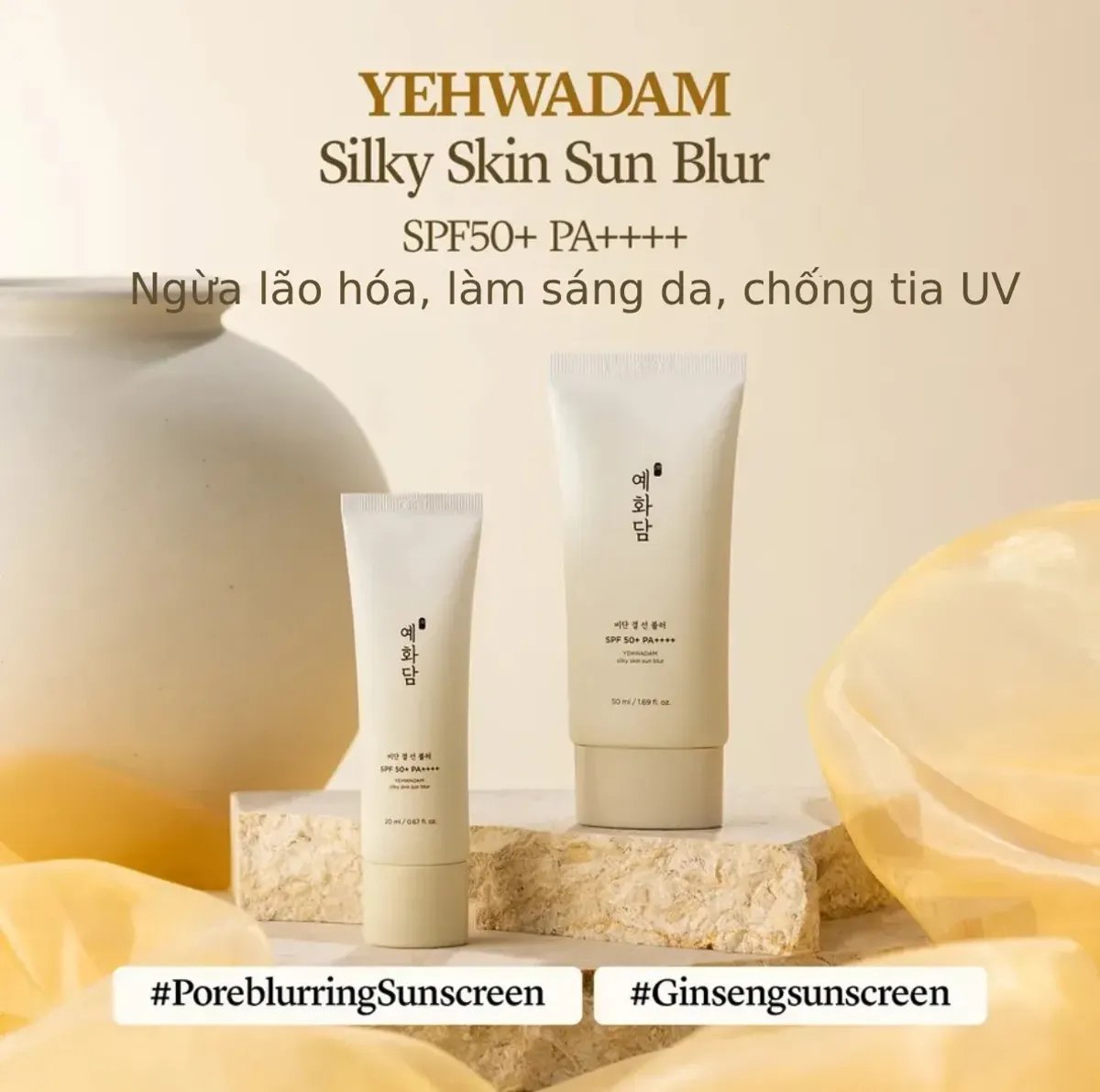 Kem Chống Nắng Ngừa Lão Hóa, Làm Mịn Lỗ Chân Lông Yehwadam Silky Skin Sun Blur SPF50+ PA++++ 50ml