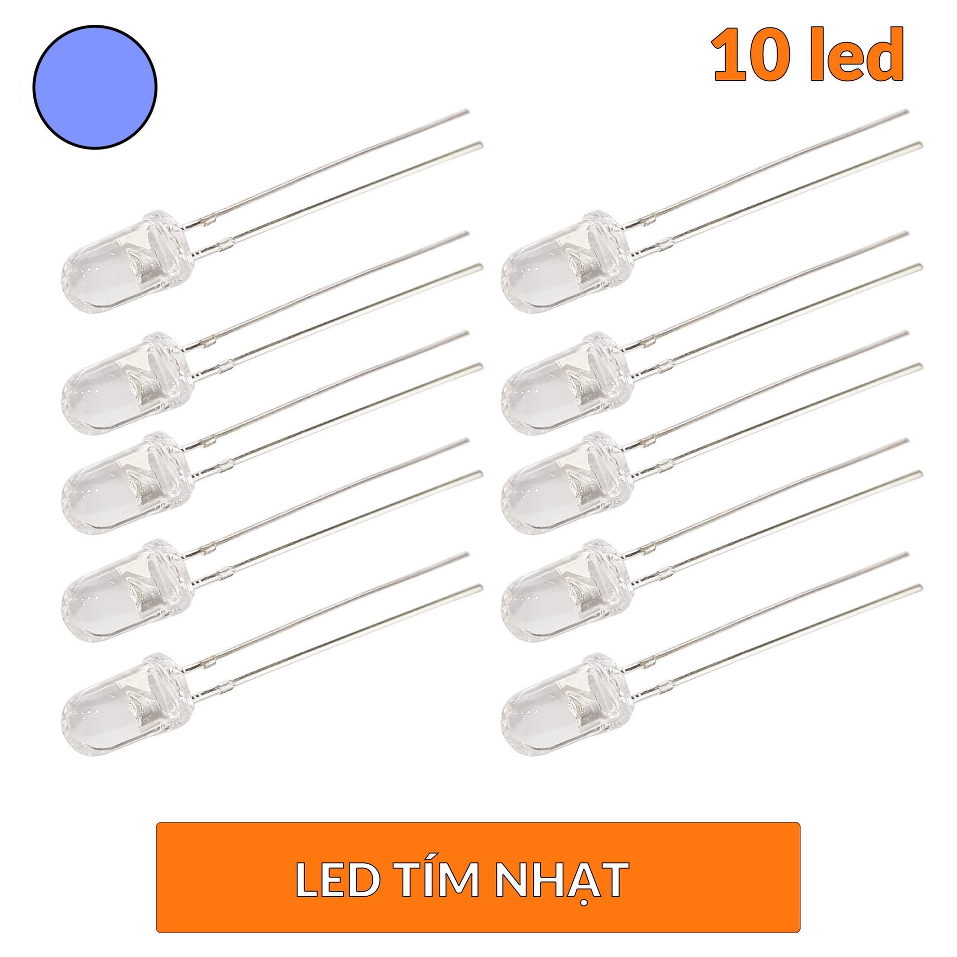 Led trong 5mm Tím nhạt (10 Led)