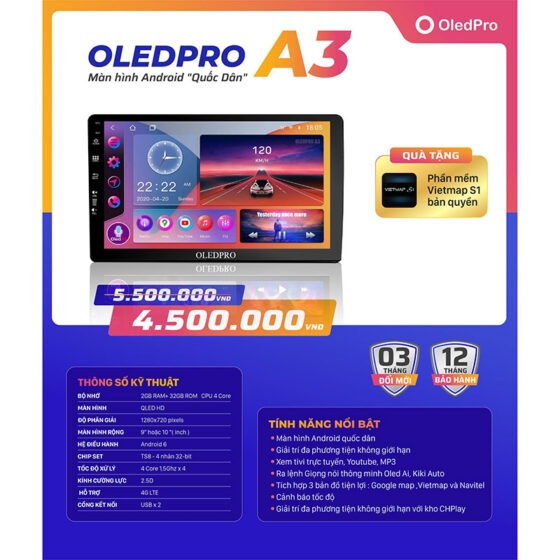 Màn Hình Android ô tô OledPro A3 New