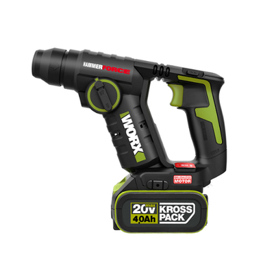 Máy khoan bê tông pin 20V, 1.7J Worx WU380S (1 pin 4Ah + 1 Sạc 2Ah)