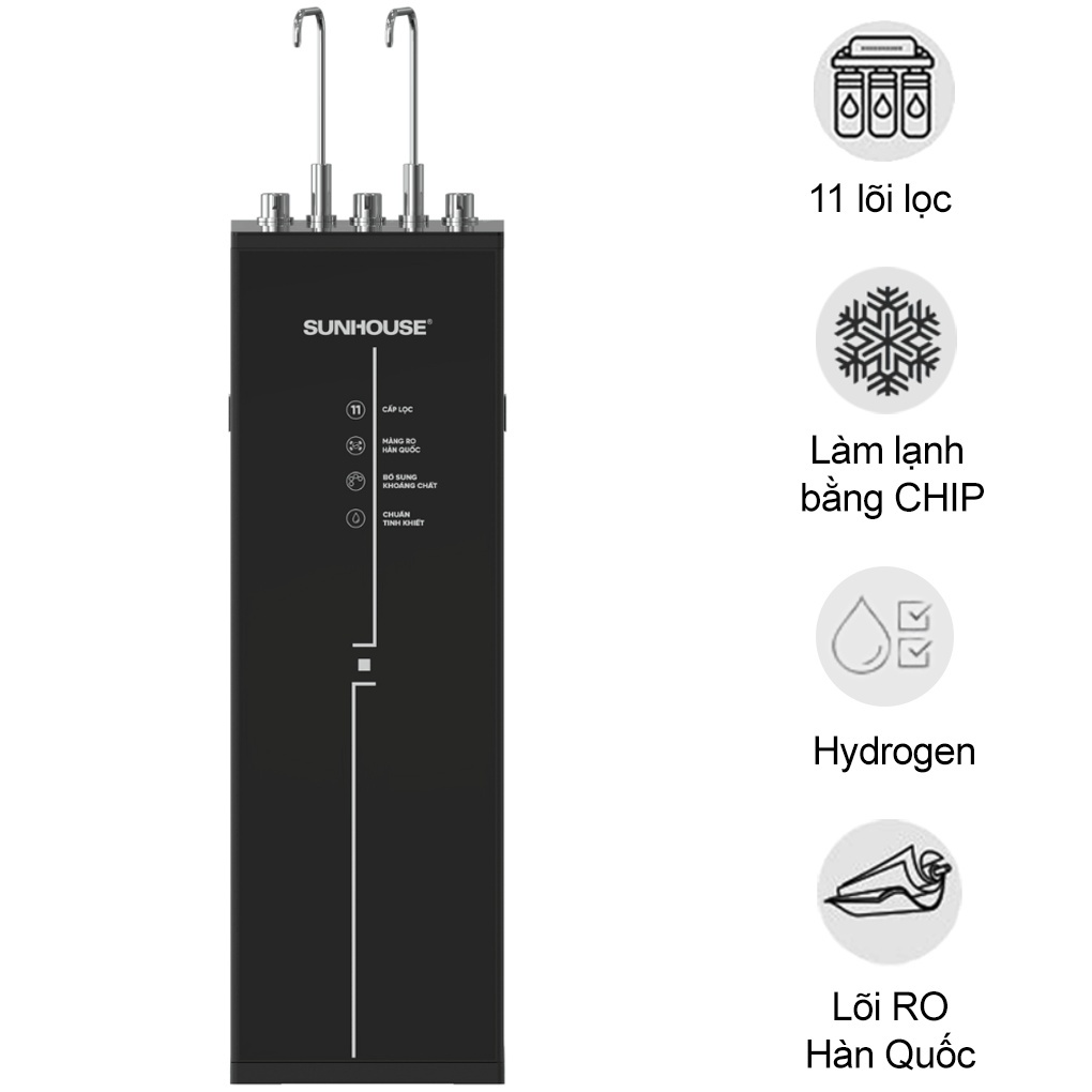 Máy Lọc Nước RO Nóng Nguội Lạnh Hydrogen Sunhouse UltraPURE 11 Lõi SHA76226L