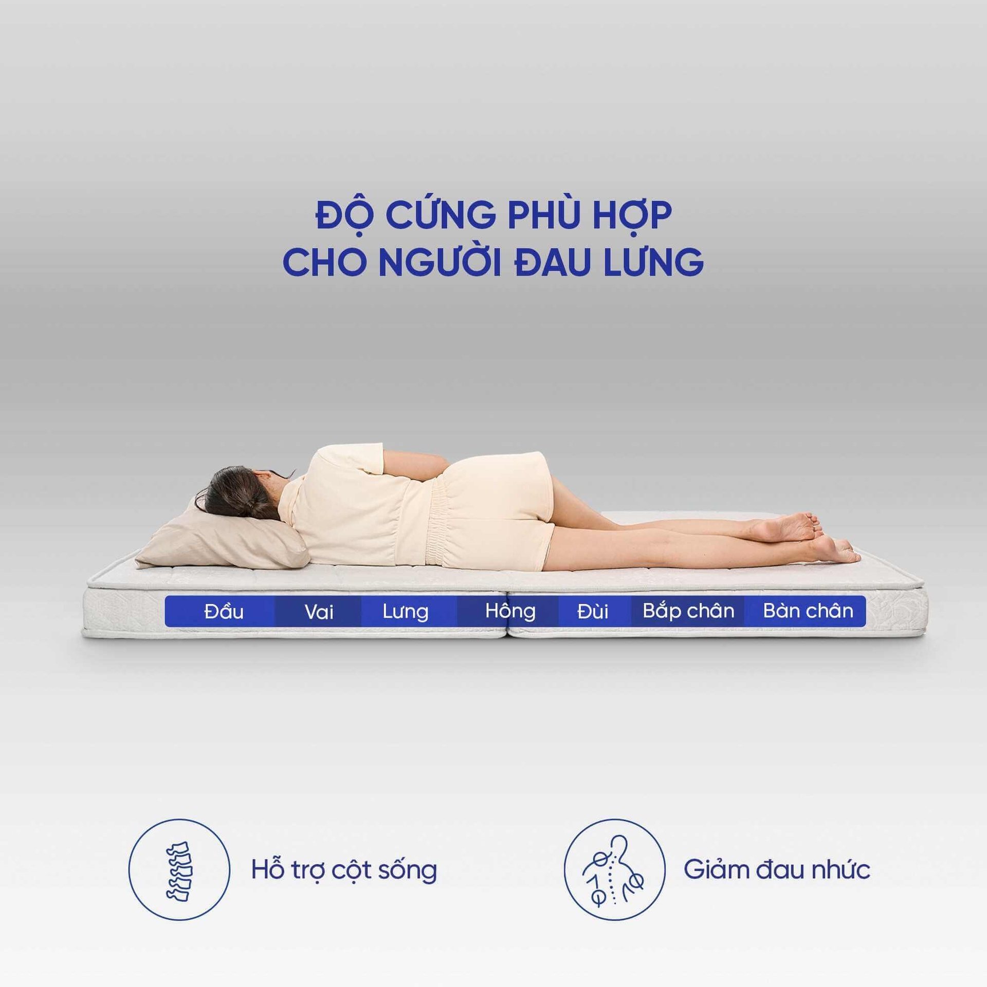 Nệm bông ép cao cấp Wonjun Pure Premium nâng đỡ vững chắc dày 12cm gấp 2
