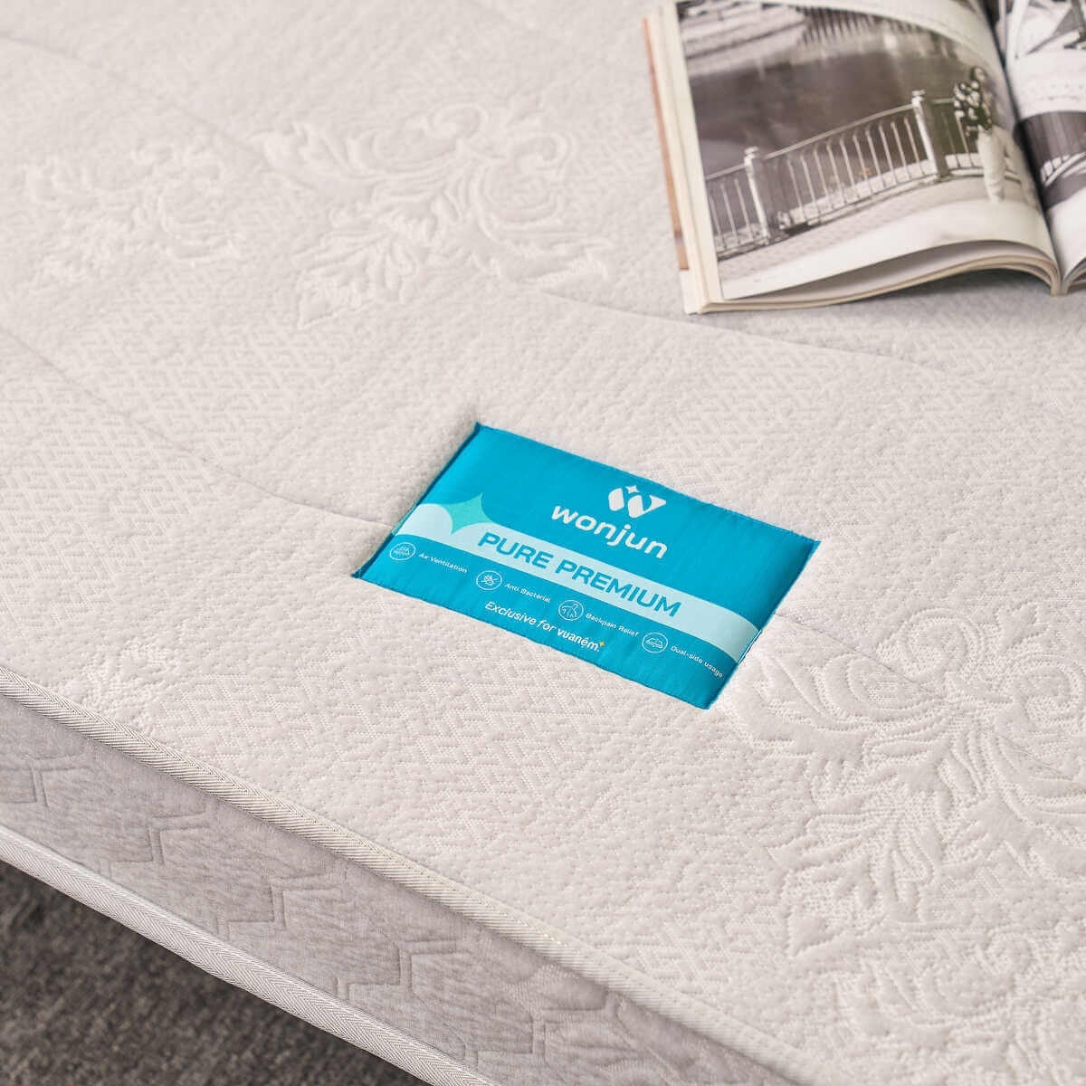 Nệm bông ép cao cấp Wonjun Pure Premium nâng đỡ vững chắc dày 12cm gấp 2