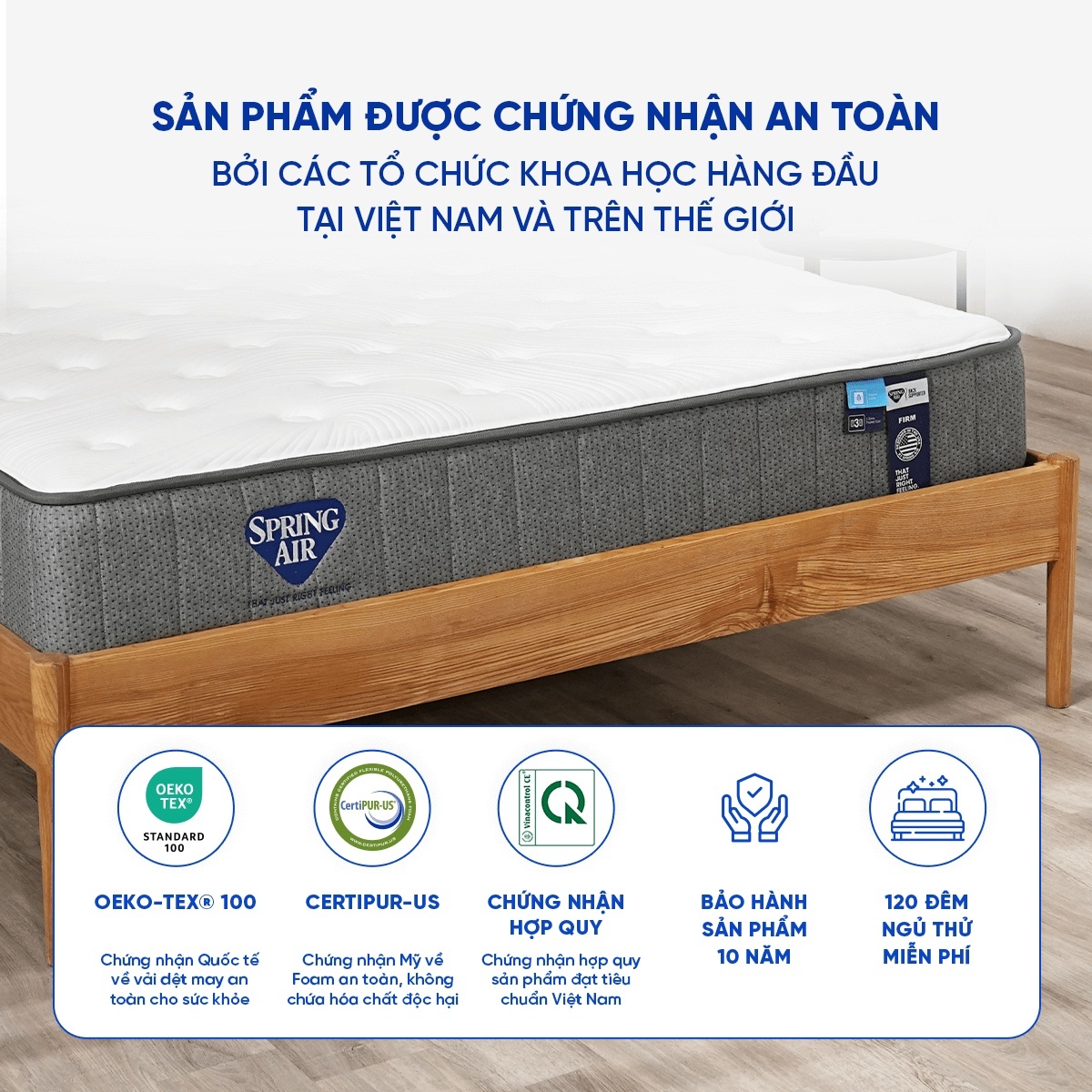 Nệm lò xo Spring Air Back Supporter Firm hỗ trợ nâng đỡ dày 25cm