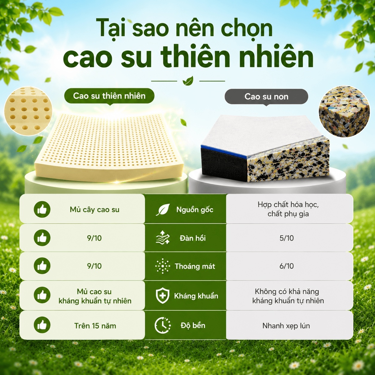 (Quà 8 món) Nệm cao su thiên nhiên Gummi Classic thế hệ mới dày 5/10/15cm