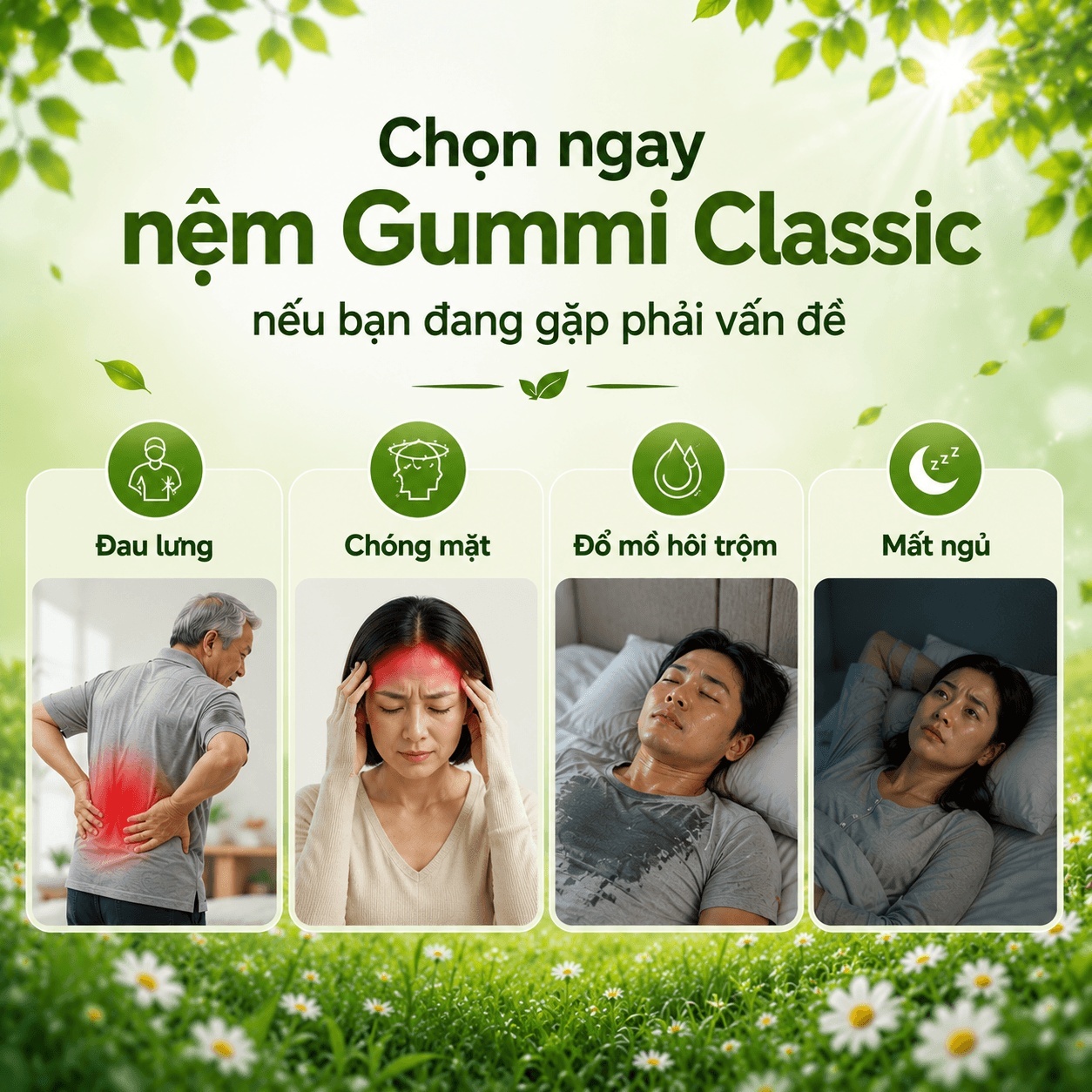 (Quà 8 món) Nệm cao su thiên nhiên Gummi Classic thế hệ mới dày 5/10/15cm