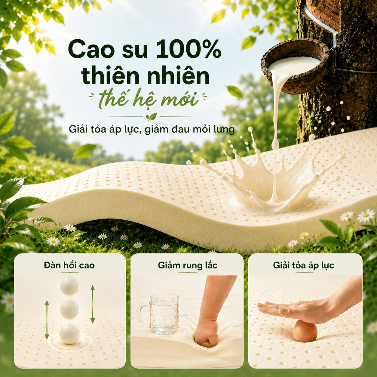 (Quà 8 món) Nệm cao su thiên nhiên Gummi Classic thế hệ mới dày 5/10/15cm