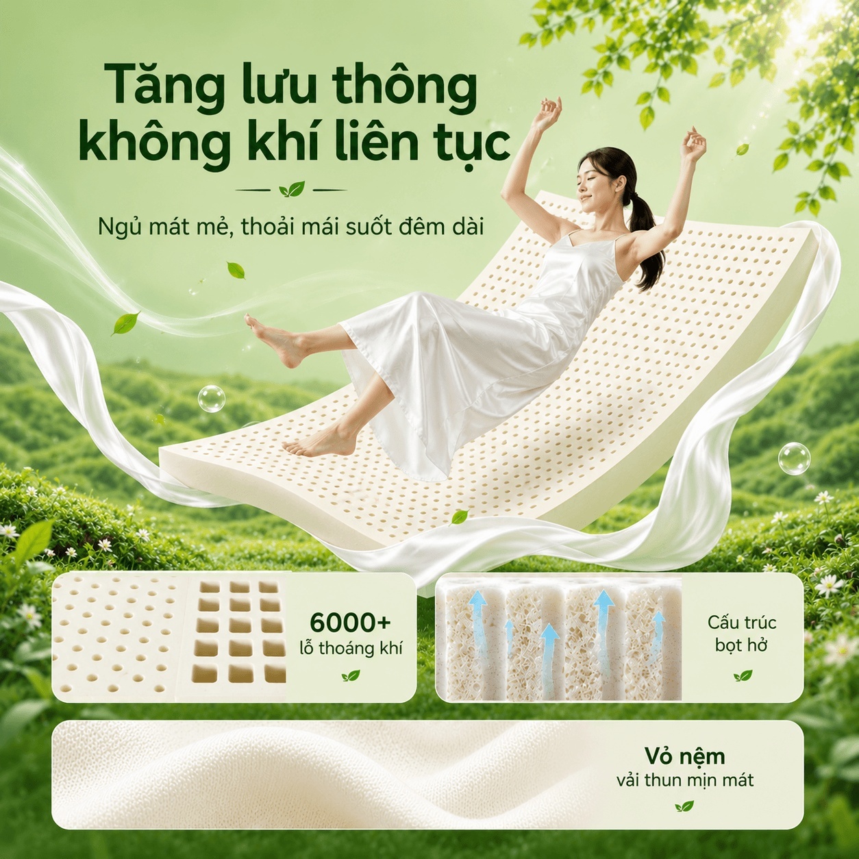(Quà 8 món) Nệm cao su thiên nhiên Gummi Classic thế hệ mới dày 5/10/15cm