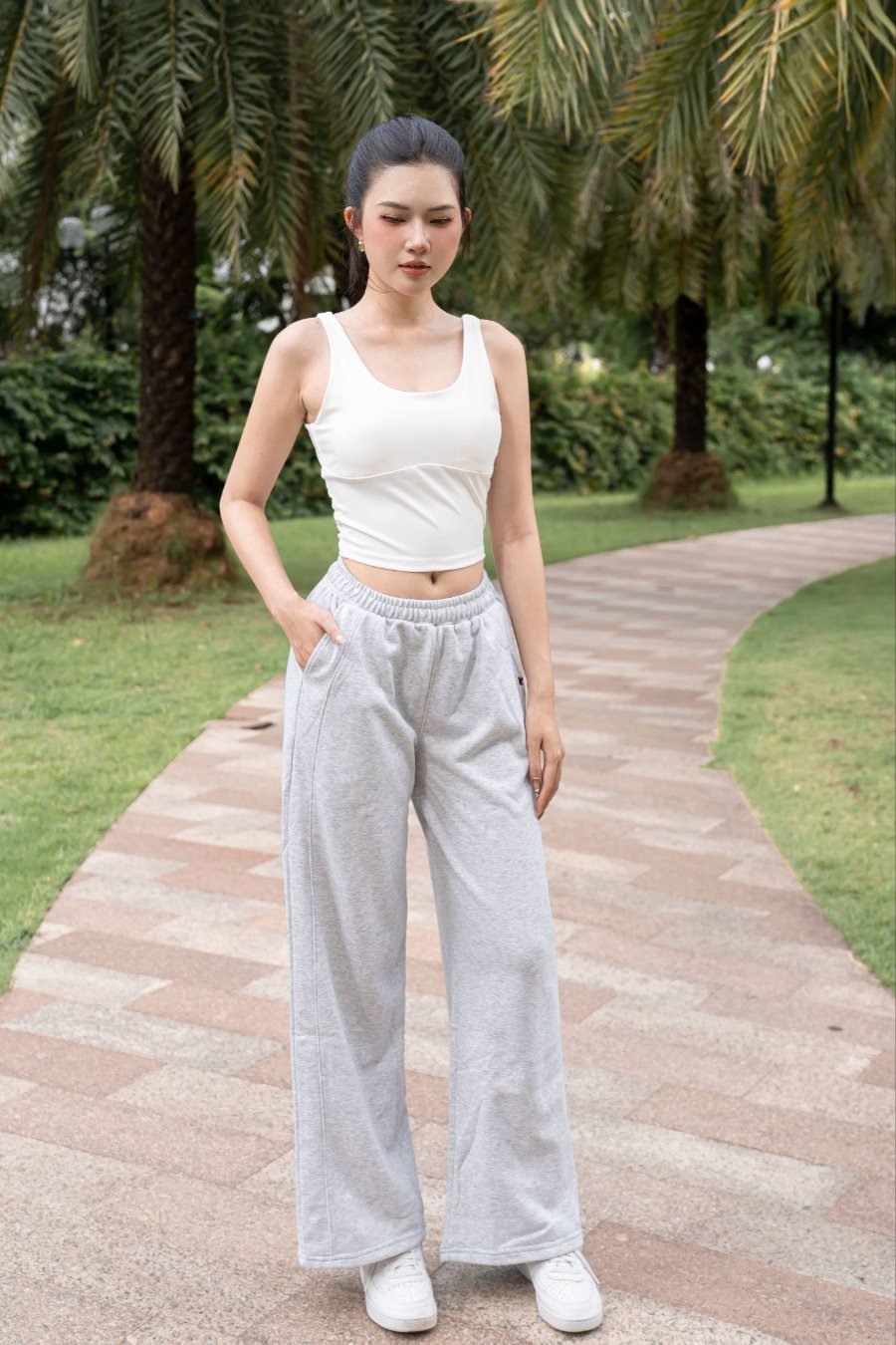 Quần dài nữ nỉ Reeta form suông ống rộng - A258