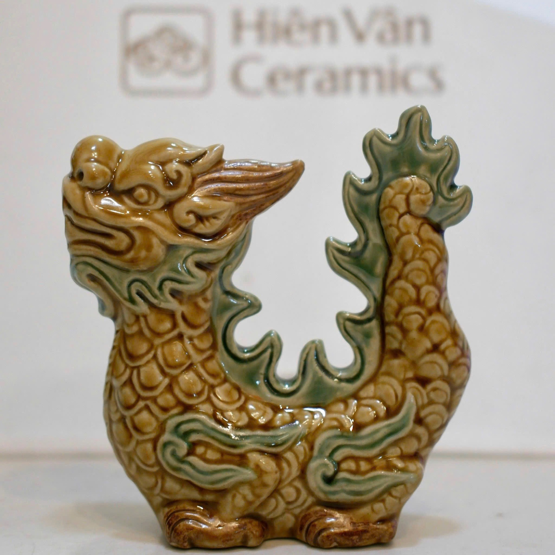 Rồng gốm Hiên Vân (12.5x13x4.5cm)