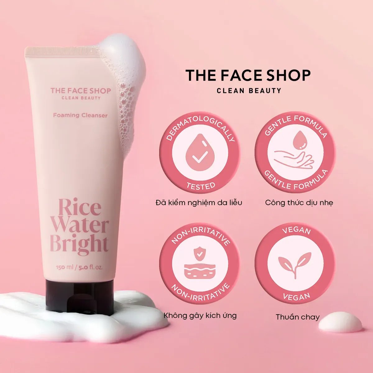Sữa Rửa Mặt Làm Sạch Da Rice Water Bright Cleansing Foam 300ml