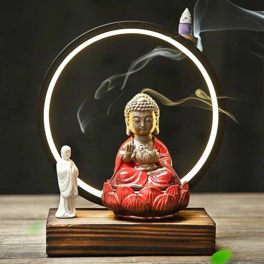 Thác khói trầm hương đĩa tròn hình phật