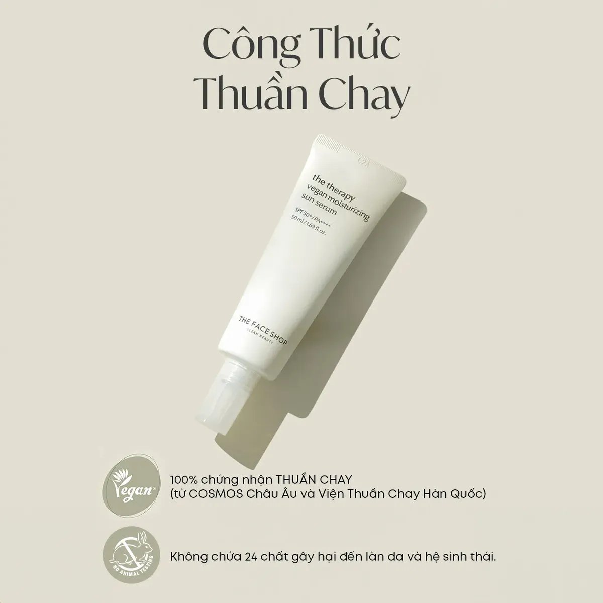 Tinh Chất Chống Nắng Thuần Chay Ngừa Lão Hóa The Therapy Vegan Moisturizing Sun Serum Spf50+ Pa++++