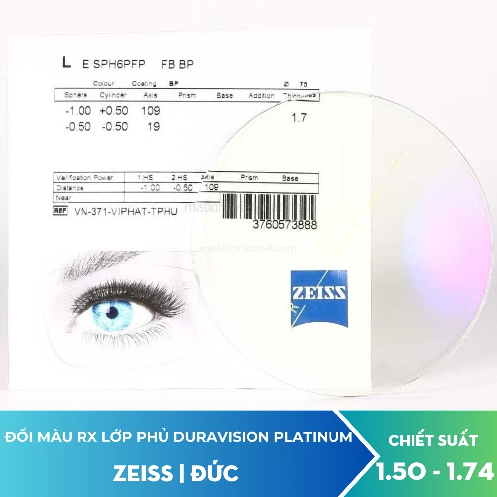 Tròng đánh đổi màu ZEISS Single Vision PhotoFusion Pioneer