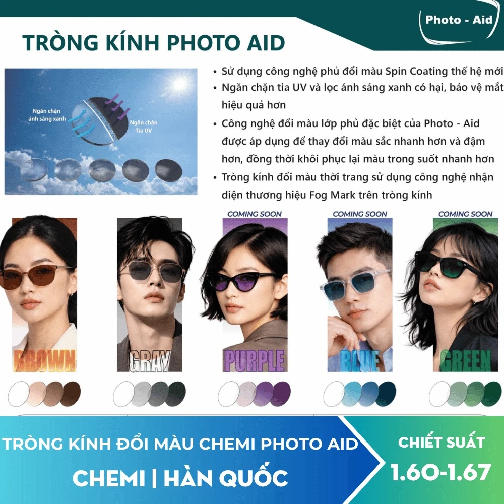 Tròng kính đổi màu Chemi Photo Aid