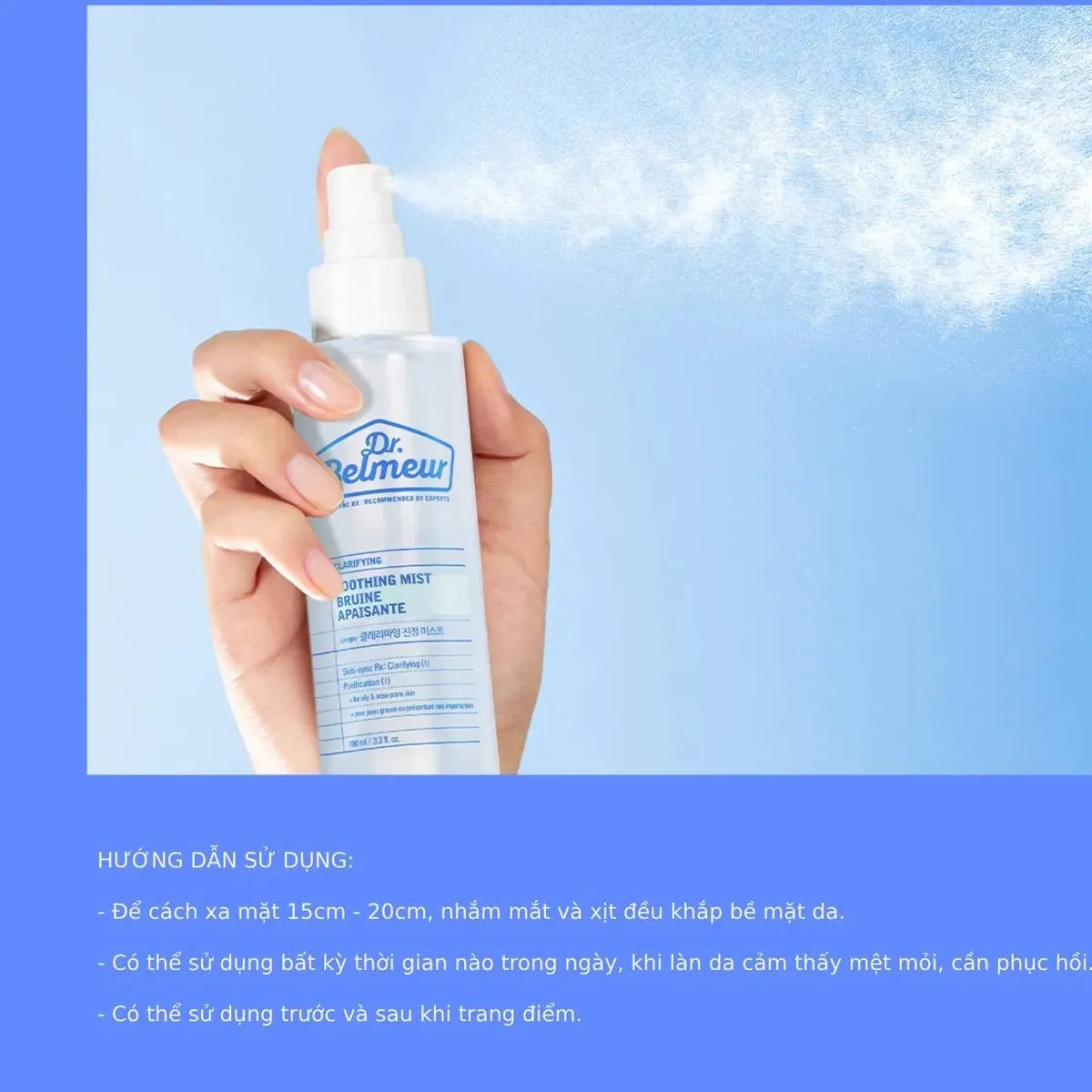 Xịt khoáng Dr.Belmeur Khỏe Da Mụn Clarifying Soothing Mist 100ml